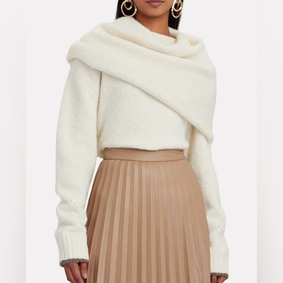 Proenza Schouler fold over textured Merino Wool/Alpaca blend sweater. - Picture 3 of 12